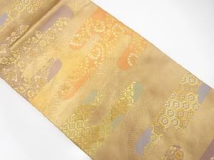 ヱ霞に花唐草・古典柄模様織出し袋帯